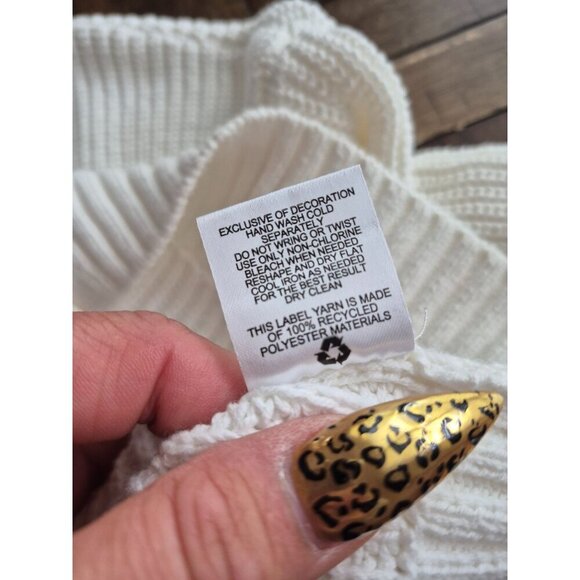 Pink Rose White Knit Cardigan With Black Velvet Bows size L - Picture 6 of 7